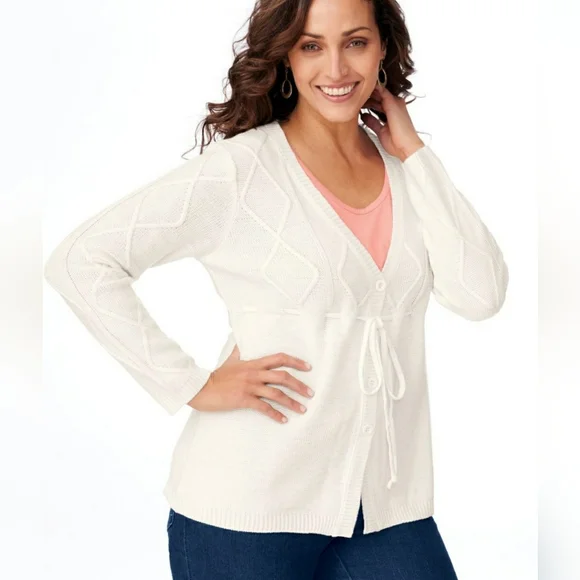 Blair Sweaters Blair Cable Knit Cardigan Nwot Sz L Ivory